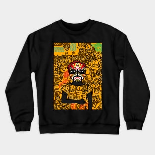 Exquisite Digital Art Collectible - Character with FemaleMask, ChineseEye Color, and DarkSkin on TeePublic Crewneck Sweatshirt